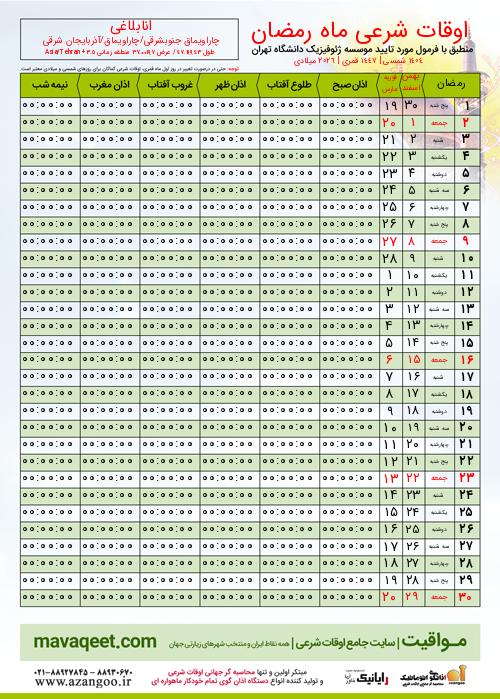 پیش نمایش فایل تصویری اوقات شرعی ماه رمضان انابلاغی
