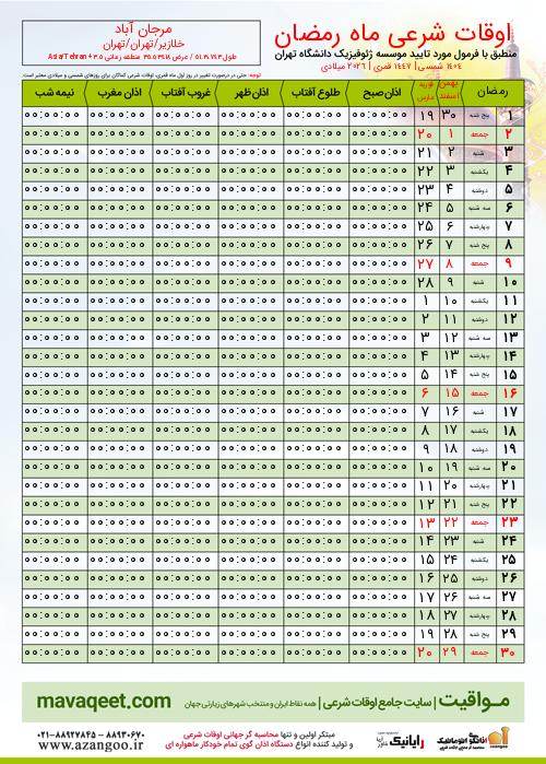 پیش نمایش فایل تصویری اوقات شرعی ماه رمضان مرجان آباد