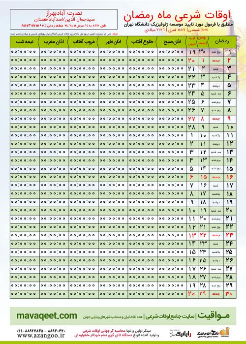 پیش نمایش فایل تصویری اوقات شرعی ماه رمضان نصرت آبادبهراز