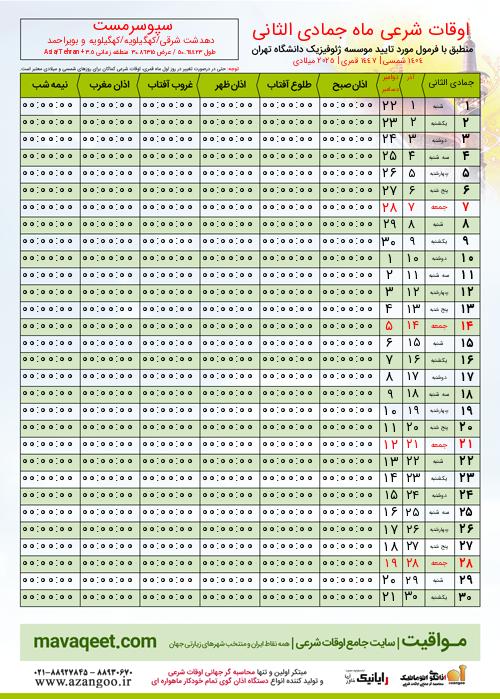 پیش نمایش فایل تصویری اوقات شرعی
