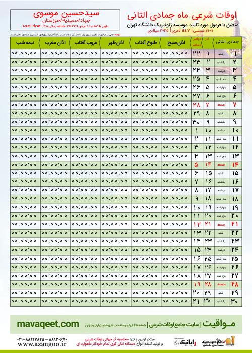 پیش نمایش فایل تصویری اوقات شرعی