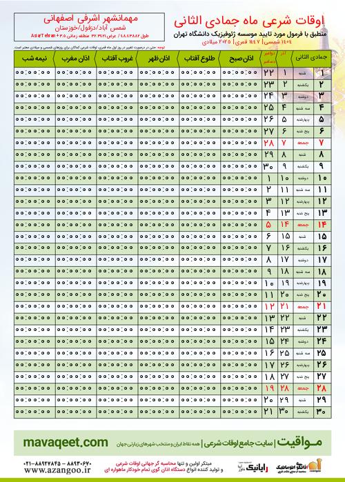پیش نمایش فایل تصویری اوقات شرعی