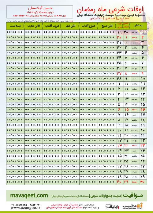 پیش نمایش فایل تصویری اوقات شرعی ماه رمضان حسن آبادسفلی