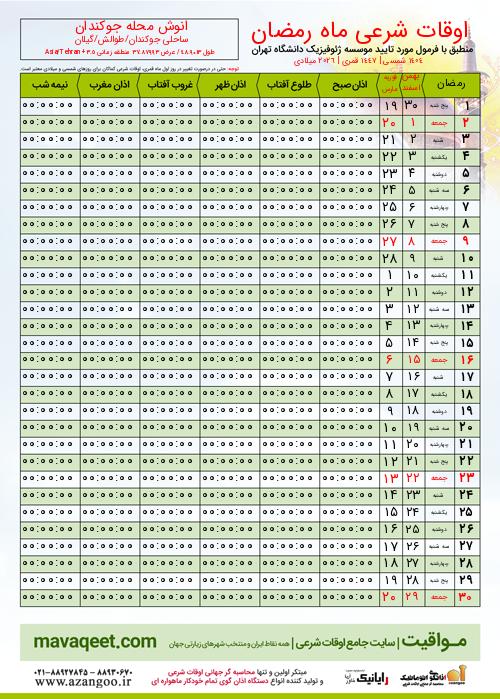 پیش نمایش فایل تصویری اوقات شرعی ماه رمضان انوش محله جوکندان