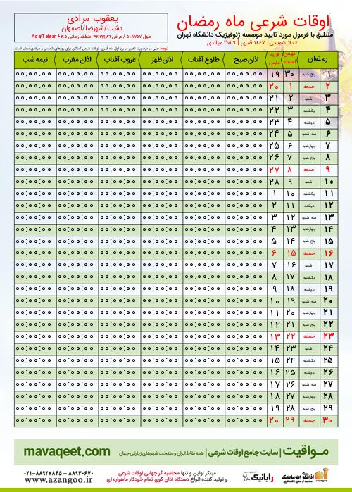 پیش نمایش فایل تصویری اوقات شرعی ماه رمضان یعقوب مرادی