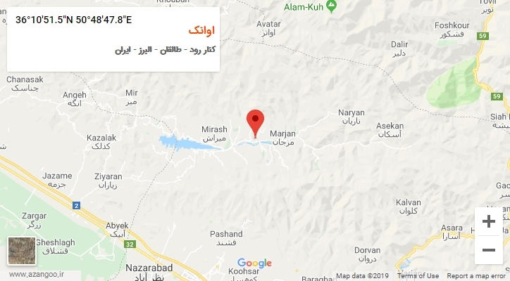 روستای اوانک بر روی نقشه