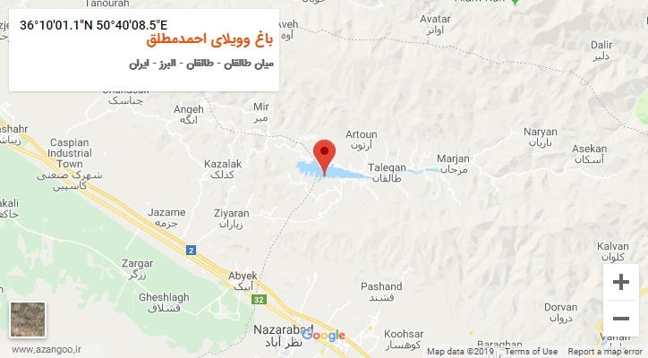 روستای باغ وویلای احمدمطلق بر روی نقشه