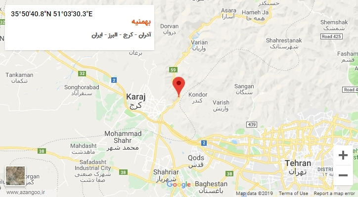 روستای بهمنیه بر روی نقشه