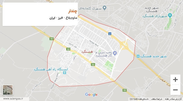 دهستان چندار بر روی نقشه