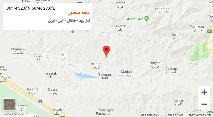 روستای قلعه منصور بر روی نقشه