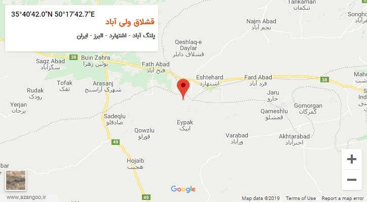 روستای قشلاق ولی آباد بر روی نقشه