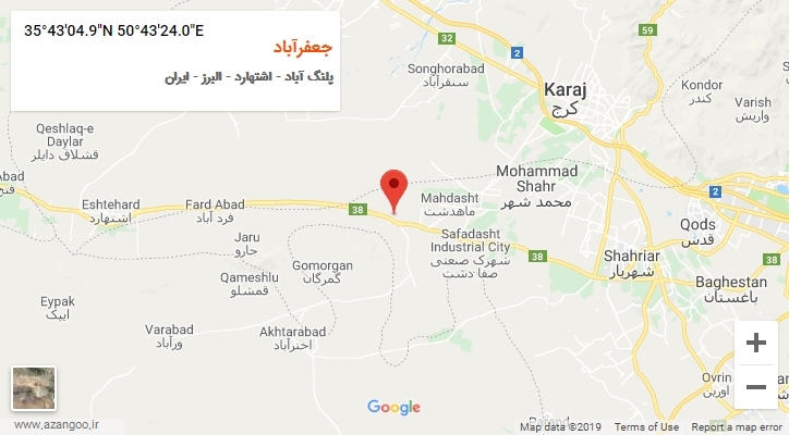 روستای جعفرآباد بر روی نقشه