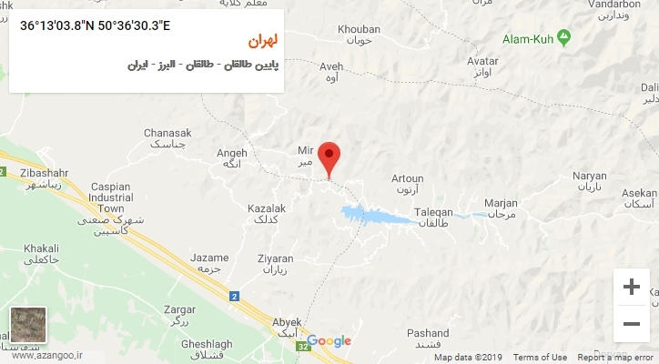 روستای لهران بر روی نقشه