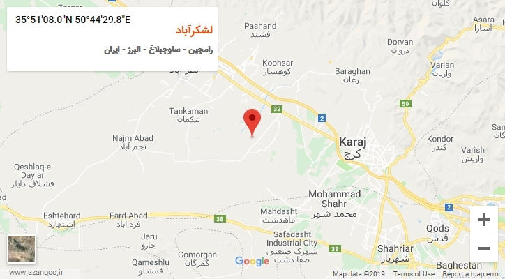 روستای لشکرآباد بر روی نقشه