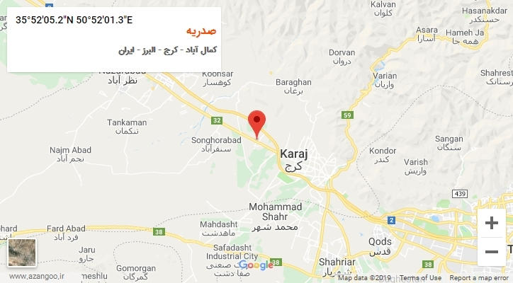 روستای صدریه بر روی نقشه