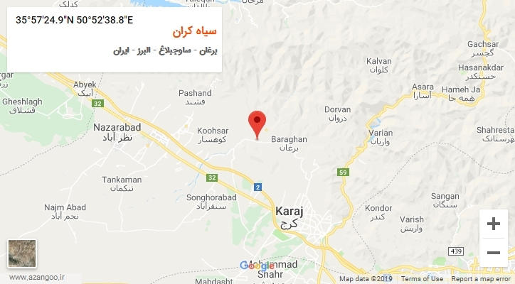 روستای سیاه کران بر روی نقشه