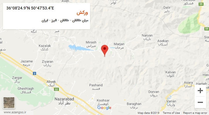 روستای ورکش بر روی نقشه