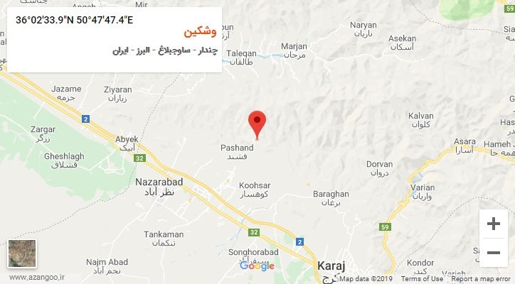 روستای وشکین بر روی نقشه