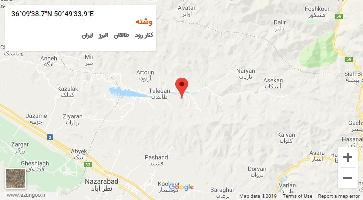 روستای وشته بر روی نقشه