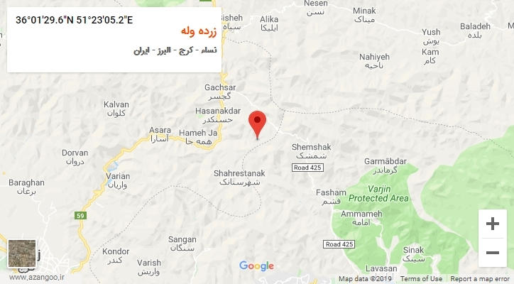 روستای زرده وله بر روی نقشه