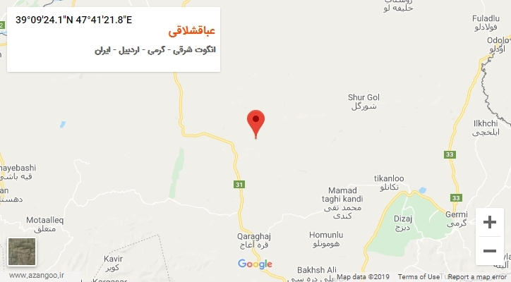 روستای عباقشلاقی بر روی نقشه