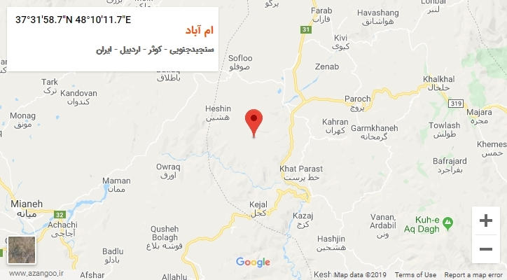 روستای ام آباد بر روی نقشه