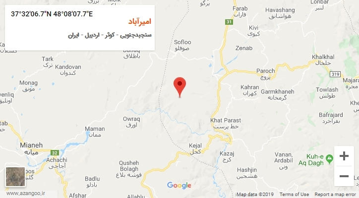 روستای امیرآباد بر روی نقشه
