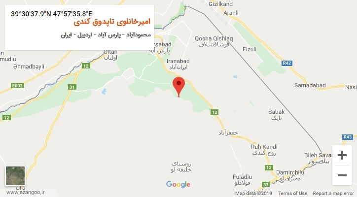 روستای امیرخانلوی تاپدوق کندی بر روی نقشه