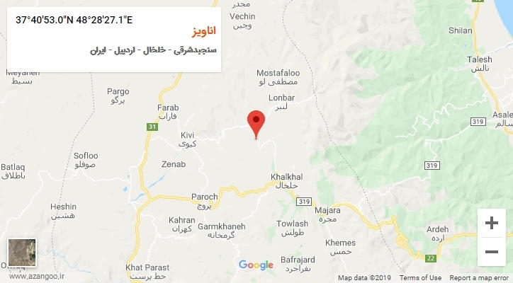 روستای اناویز بر روی نقشه