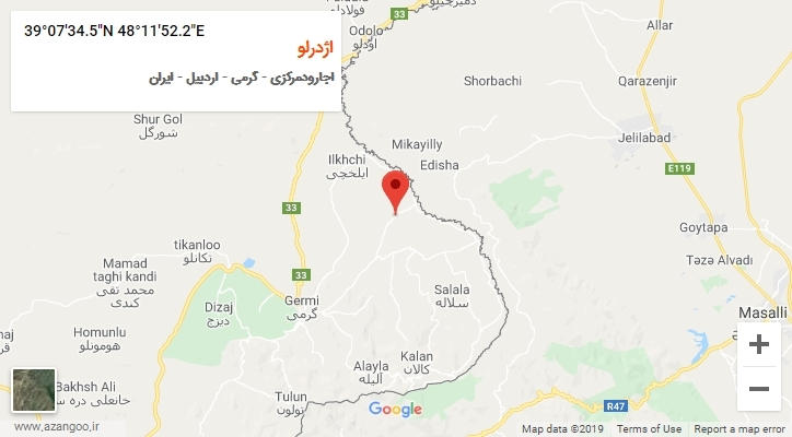 روستای اژدرلو بر روی نقشه