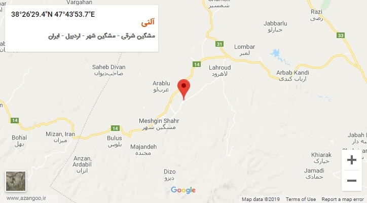 روستای آلنی بر روی نقشه