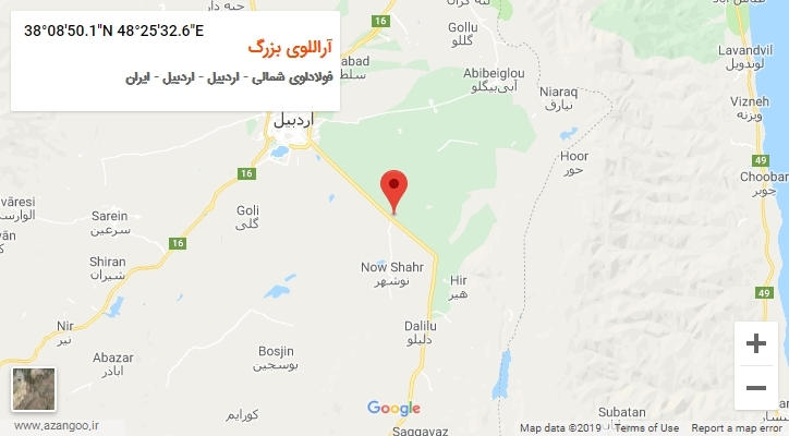 روستای آراللوی بزرگ بر روی نقشه