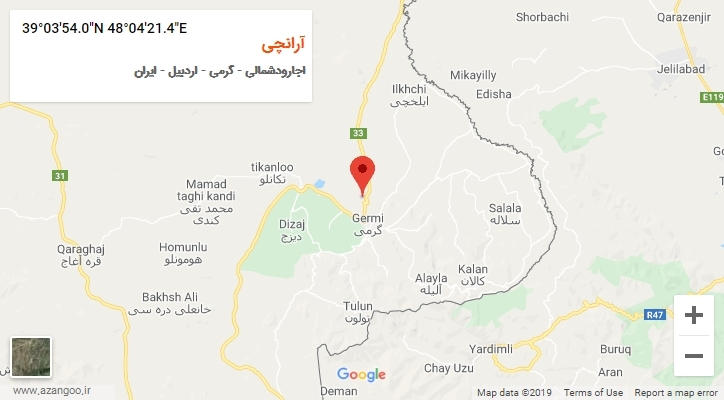 روستای آرانچی بر روی نقشه