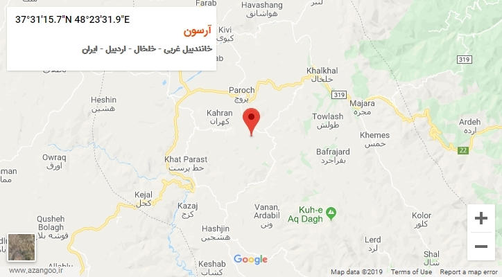 روستای آرسون بر روی نقشه