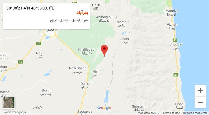 روستای بقرآباد بر روی نقشه