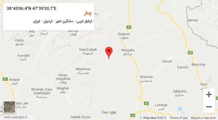 روستای چنار بر روی نقشه