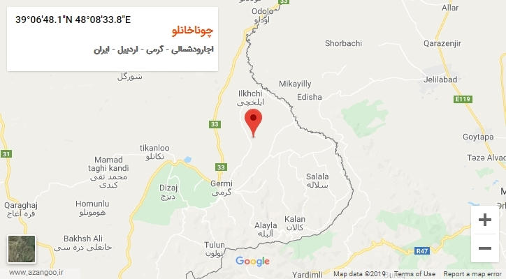 روستای چوناخانلو بر روی نقشه