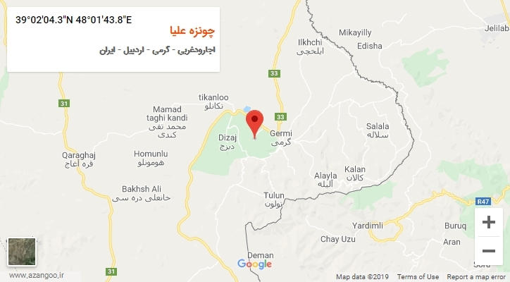روستای چونزه علیا بر روی نقشه