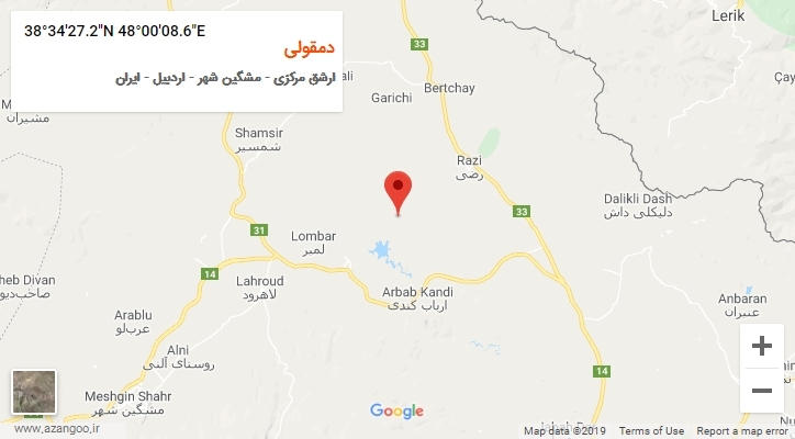 روستای دمقولی بر روی نقشه