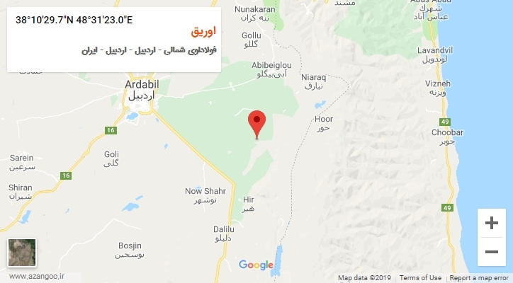 روستای اوریق بر روی نقشه