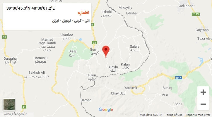 روستای اظماره بر روی نقشه