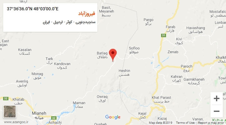 روستای فیروزآباد بر روی نقشه