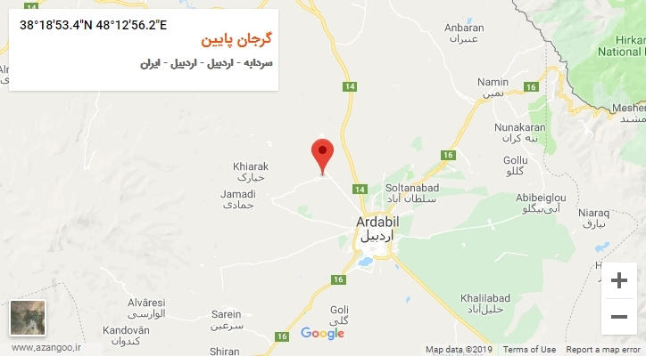 روستای گرجان پایین بر روی نقشه