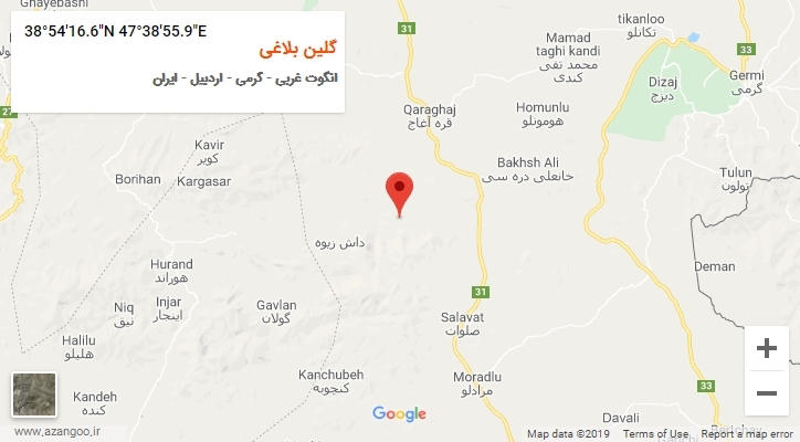 روستای گلین بلاغی بر روی نقشه