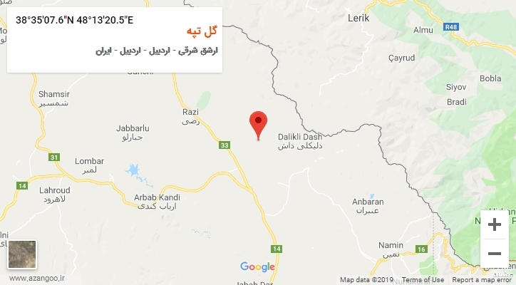 روستای گل تپه بر روی نقشه