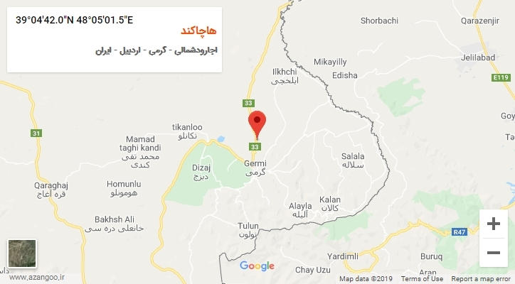 روستای هاچاکند بر روی نقشه