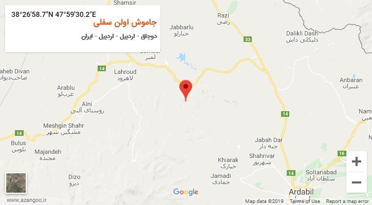 روستای جاموش اولن سفلی بر روی نقشه