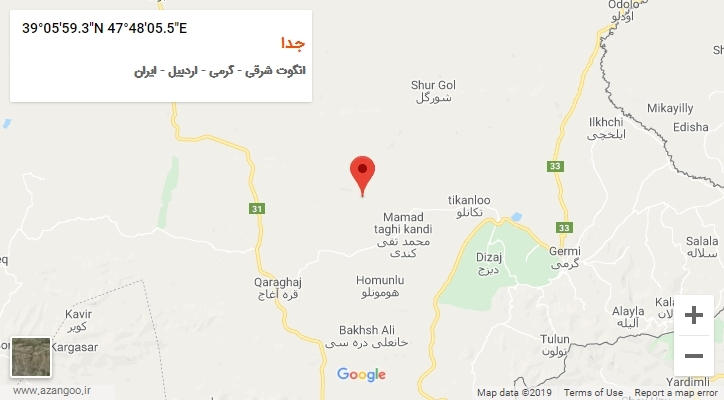 روستای جدا بر روی نقشه