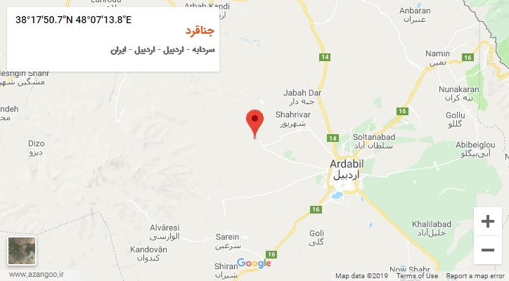 روستای جناقرد بر روی نقشه