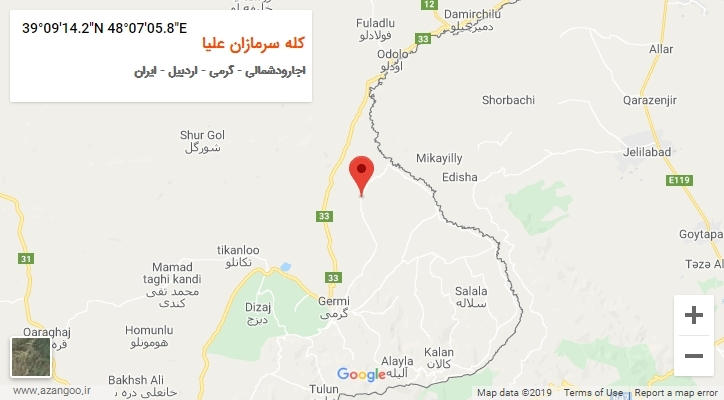روستای کله سرمازان علیا بر روی نقشه